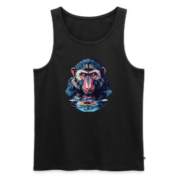 Mandrill im Wasserblick - Männer Premium Bio Tank Top - Schwarz - Vorne - AI Model Male 178 light (178cm)