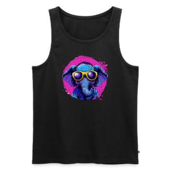 Cooler Elefant in Sonnenbrille - Männer Premium Bio Tank Top - Schwarz - Vorne - AI Model Male 178 light (178cm)