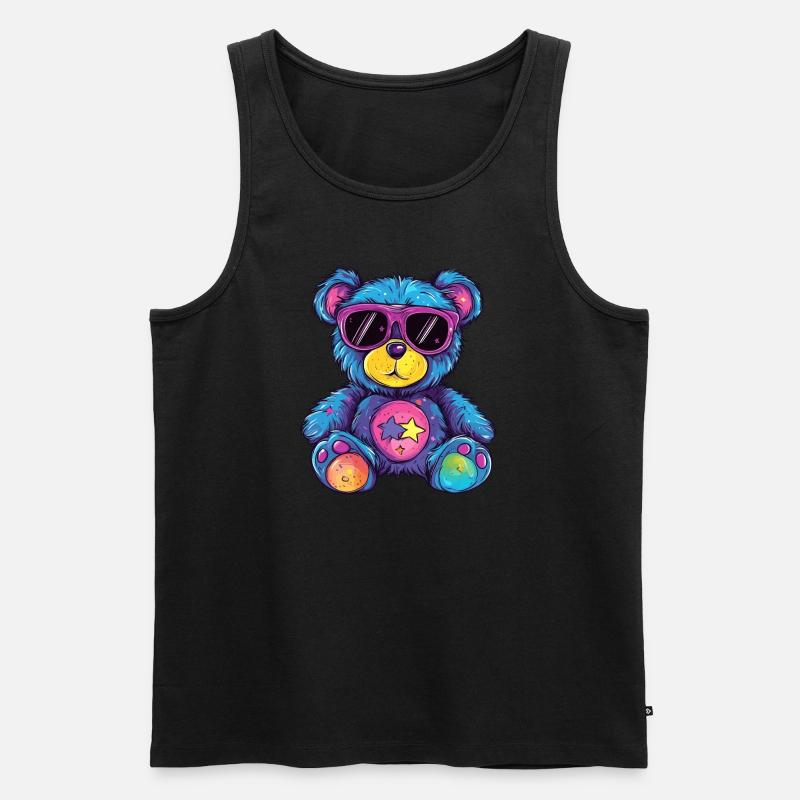 Bunter Sternen Teddy - Männer Premium Bio Tank Top - Schwarz