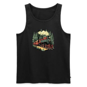 Forest train in the sunlight - Men's Premium Organic Tank Top - black - Front - AI Model Male 178 light (178cm)
