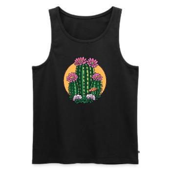 Blooming cactus in sunset - Men's Premium Organic Tank Top - black - Front - AI Model Male 178 light (178cm)