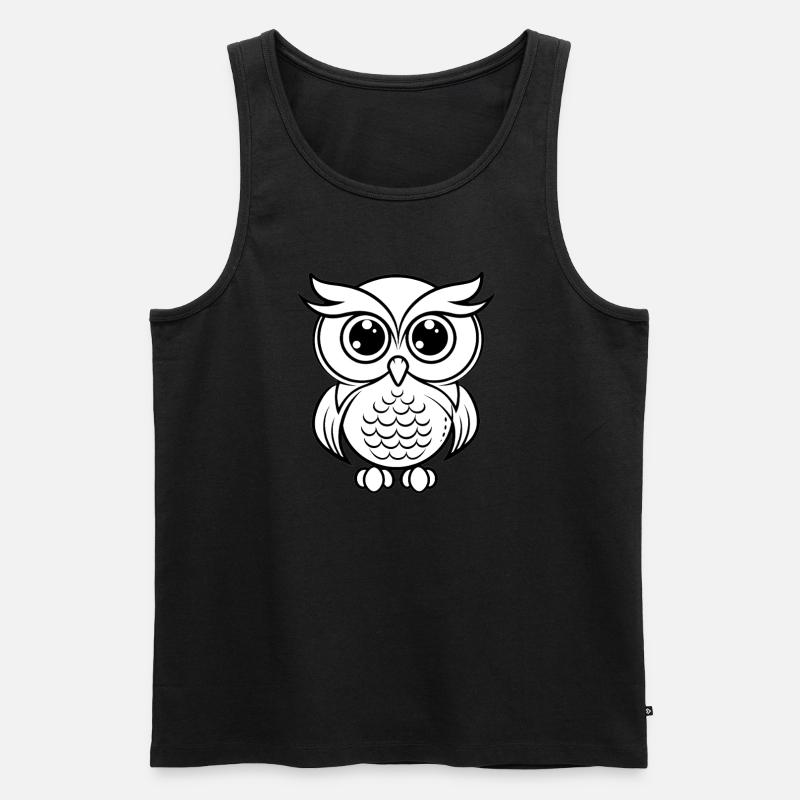 Süße Eule Umriss - Männer Premium Bio Tank Top - Schwarz