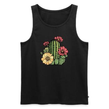 Cactus with flowers - Men's Premium Organic Tank Top - black - Front - AI Model Male 178 light (178cm)