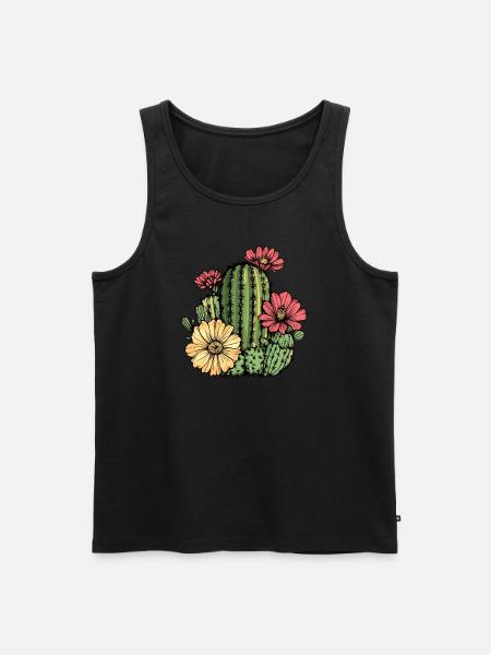 Cactus with flowers - Men's Premium Organic Tank Top - black