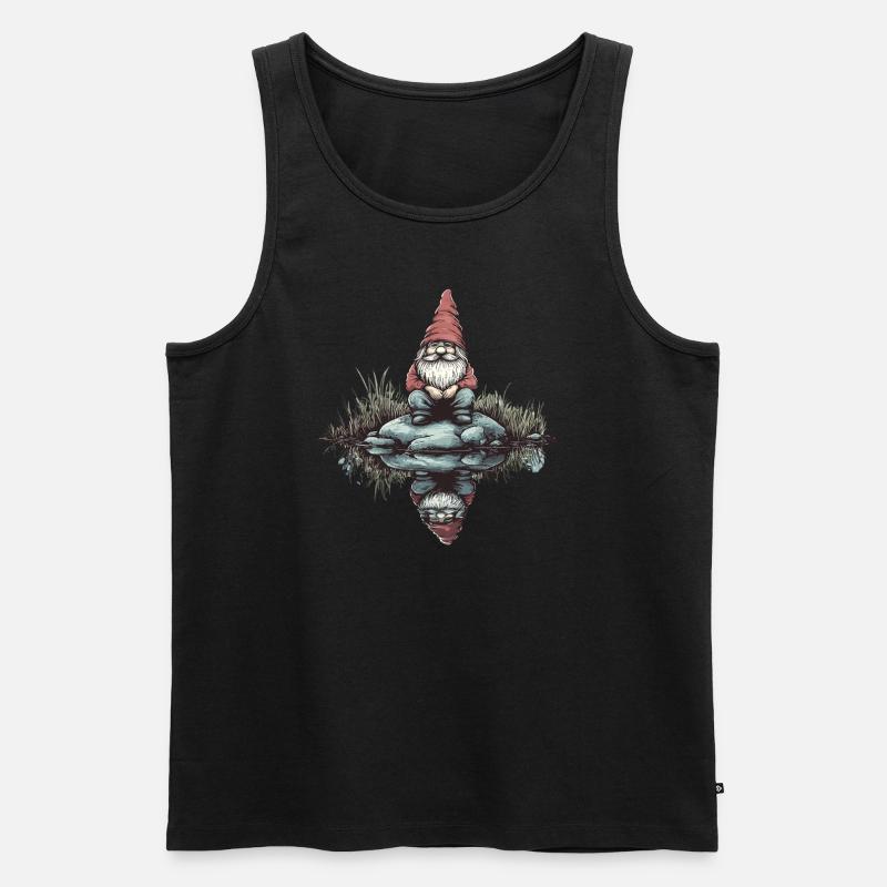 Nachdenklicher Gartenzwerg - Männer Premium Bio Tank Top - Schwarz