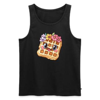 Waffle with flowers - Men's Premium Organic Tank Top - black - Front - Michal (187cm)