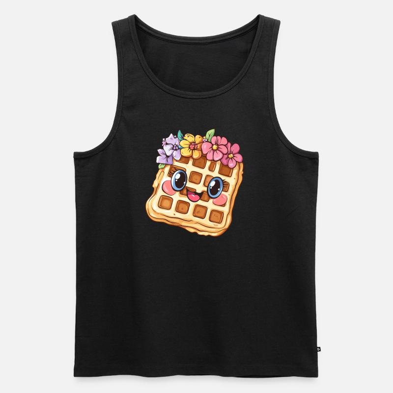Waffel mit Blumen - Männer Premium Bio Tank Top - Schwarz