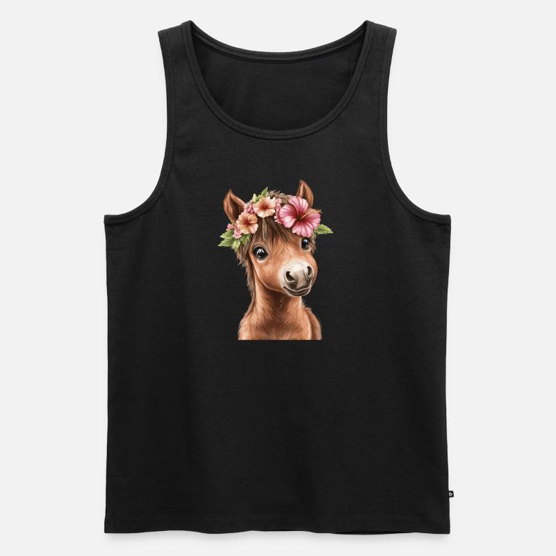 Flower pony with wreath - Men's Premium Organic Tank Top - black