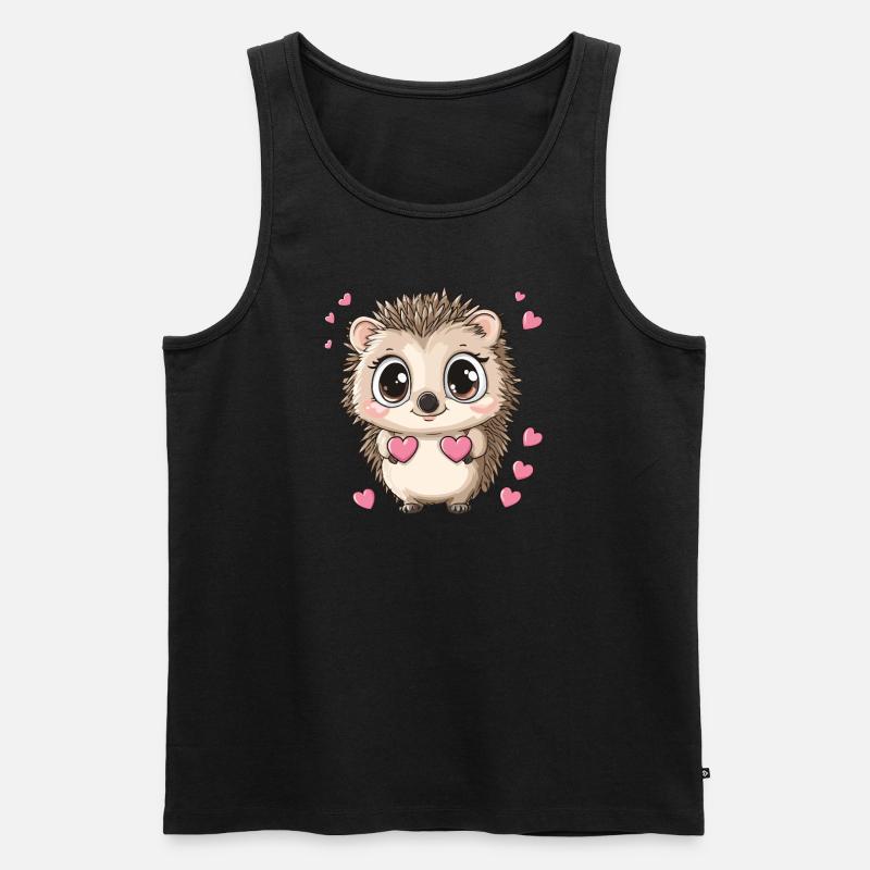 Igel mit Herzen - Männer Premium Bio Tank Top - Schwarz
