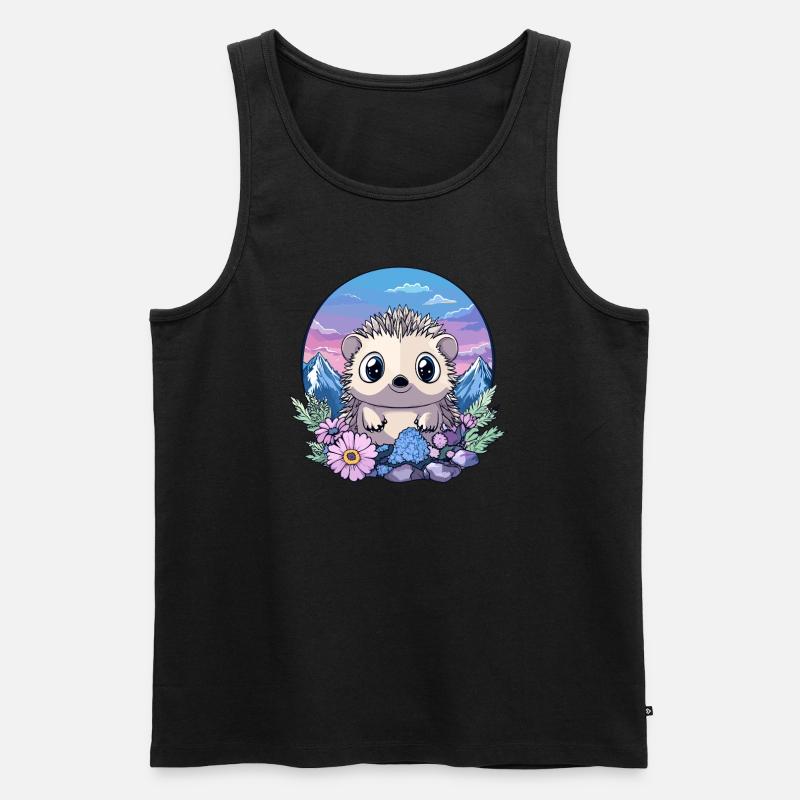 Igel in Alpenblumen - Männer Premium Bio Tank Top - Schwarz