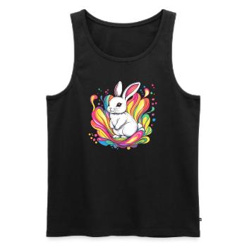 White rabbit with colors - Men's Premium Organic Tank Top - black - Front - Michal (187cm)