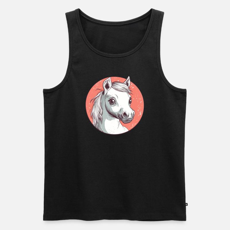 Weißes Pony mit Blick - Männer Premium Bio Tank Top - Schwarz
