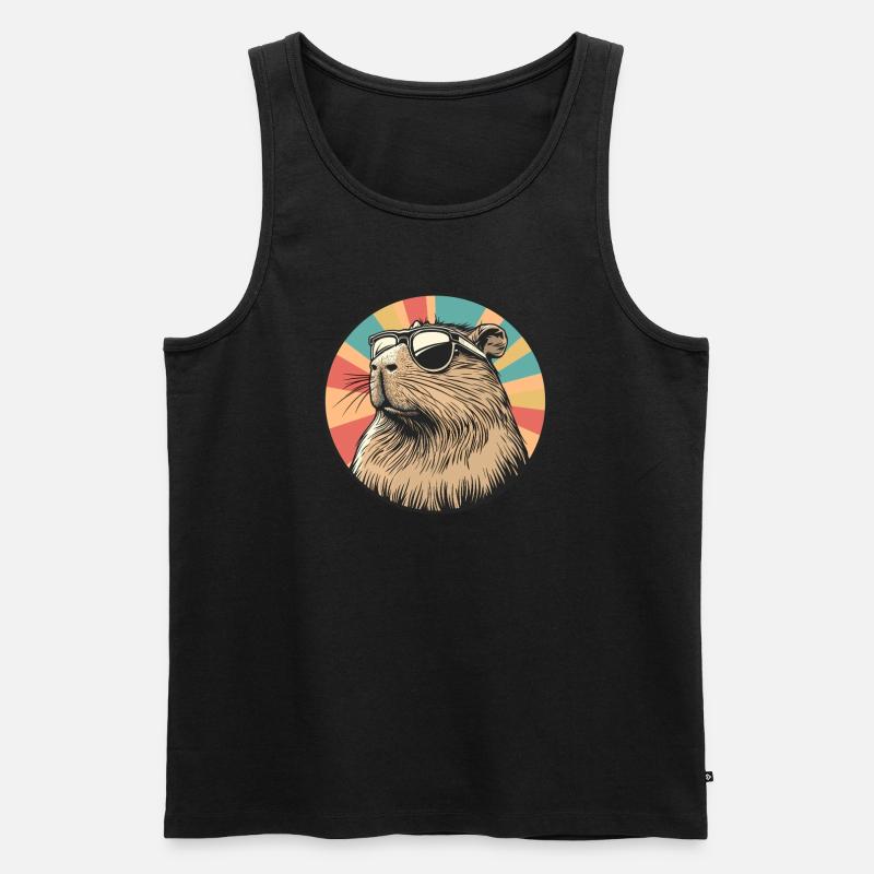 Retro Capybara Coolness - Männer Premium Bio Tank Top - Schwarz