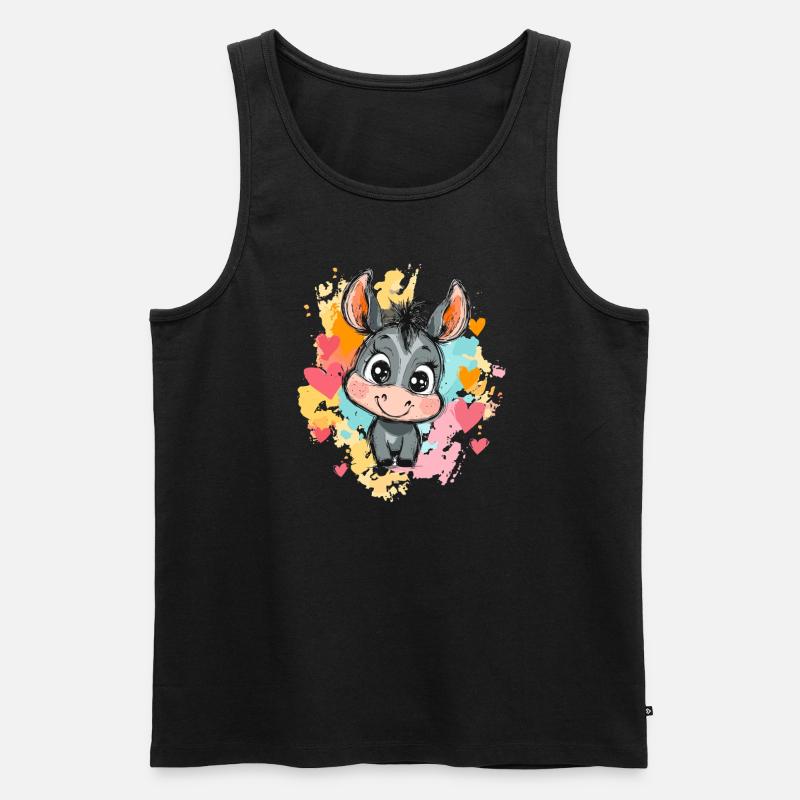 Lustiger Esel mit Herzen - Männer Premium Bio Tank Top - Schwarz