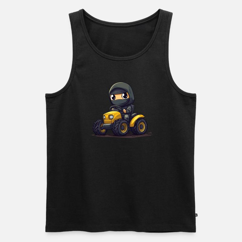 Ninja auf Traktor - Männer Premium Bio Tank Top - Schwarz