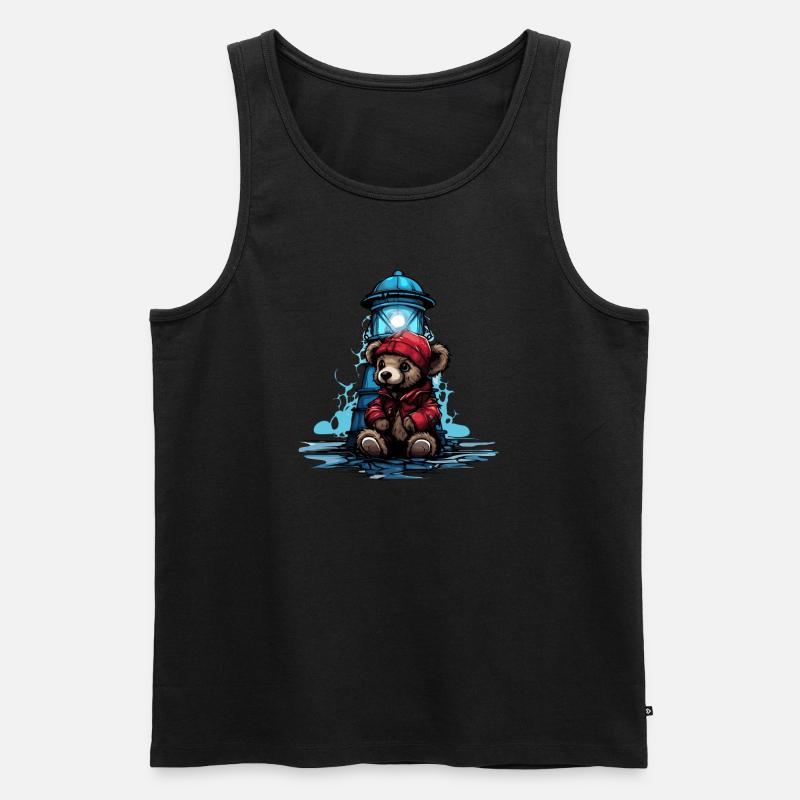Bär am Leuchtturm - Männer Premium Bio Tank Top - Schwarz