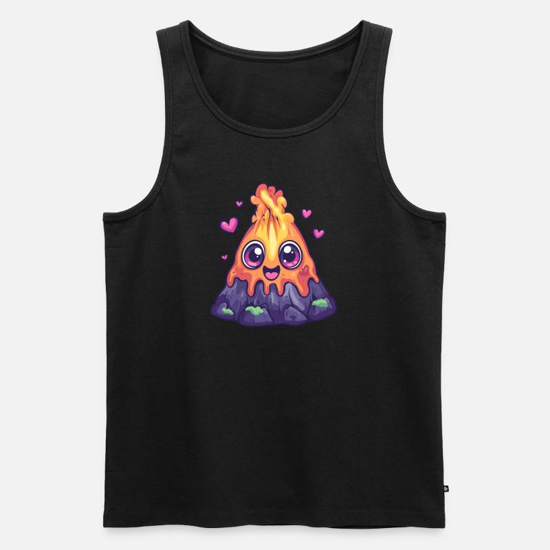 Vulkan mit Herzchen - Männer Premium Bio Tank Top - Schwarz