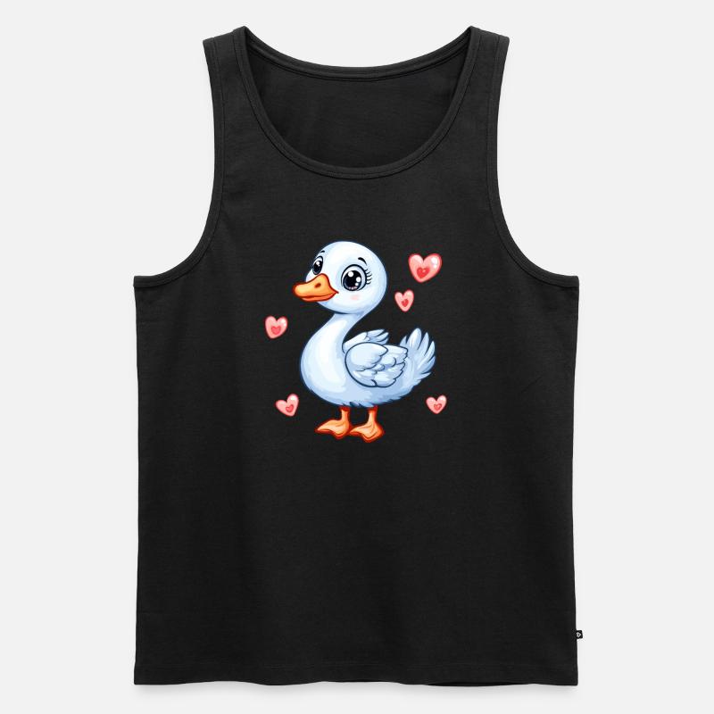 Süße Gans mit Herzen - Männer Premium Bio Tank Top - Schwarz