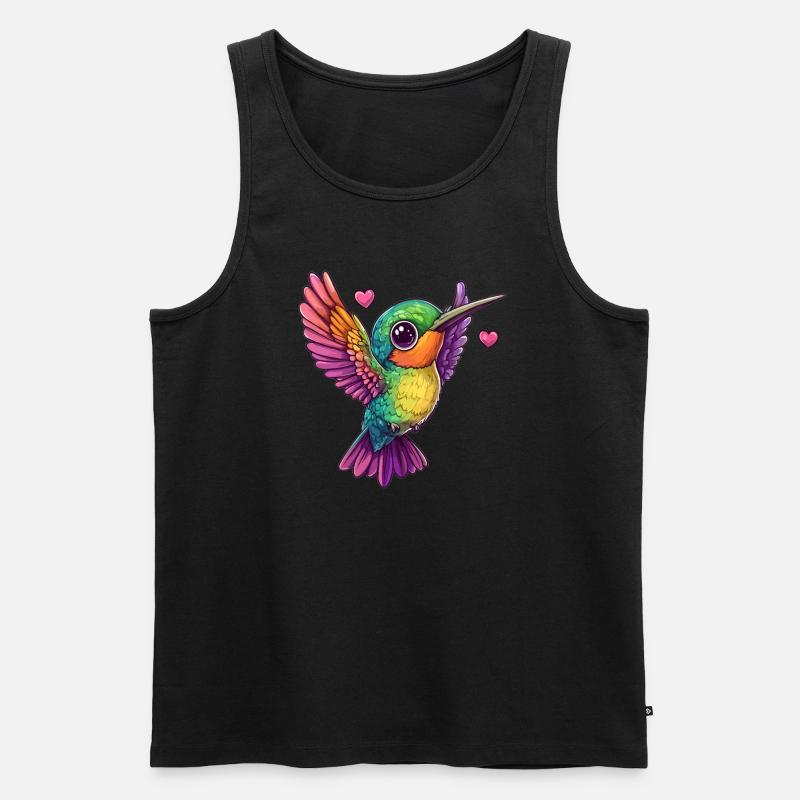 Kolibri mit Herzchen - Männer Premium Bio Tank Top - Schwarz