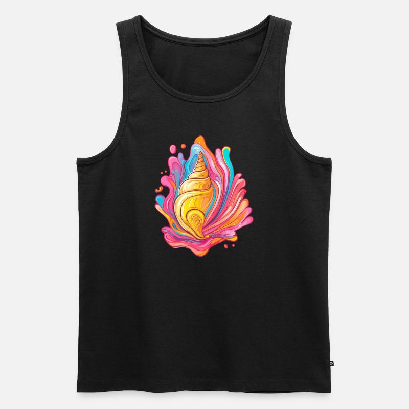 Bunte Muschel im Splash - Männer Premium Bio Tank Top - Schwarz