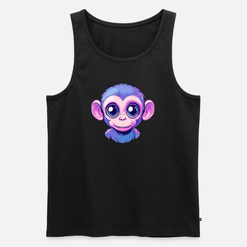 Bunter Affe Gesicht - Männer Premium Bio Tank Top - Schwarz