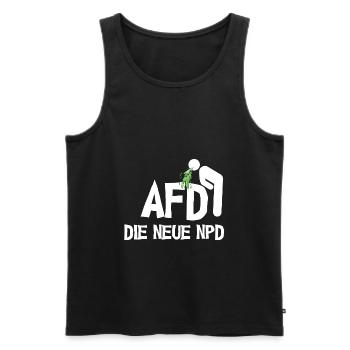 Anti AFD = cadeau NPD fck - Débardeur bio Premium Homme - noir - Devant - AI Model Male 178 light (178cm)