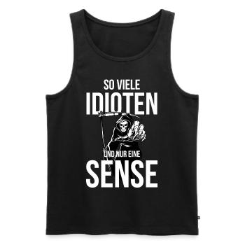 So viele Idioten und nur eine Sense - Männer Premium Bio Tank Top - Schwarz - Vorne - Michal (187cm)
