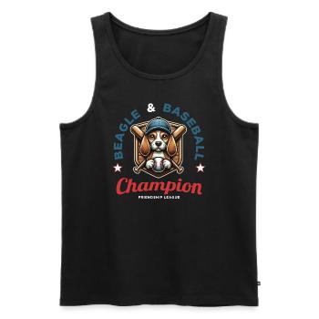 Fan de baseball, de beagles et d’Amérique - Débardeur bio Premium Homme - noir - Devant - Michal (187cm)