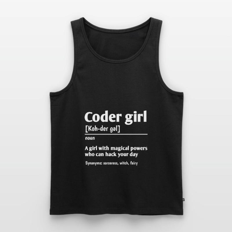 Coder Girl Definition Noun Software Developer Prog Männer Premium Bio Tank Top