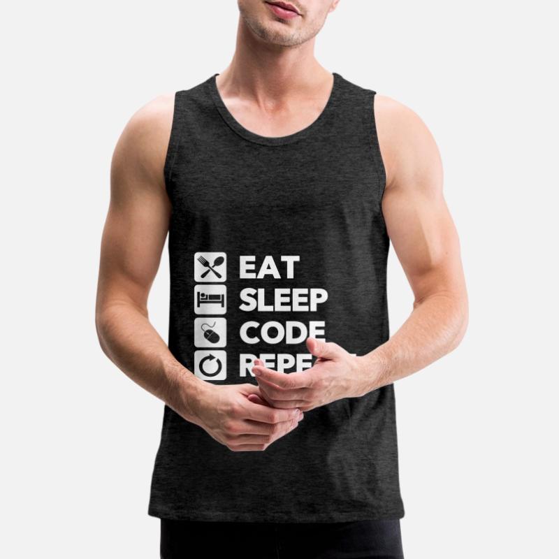 Eat Sleep Code Repeat Coder Programmer Software De Männer Premium Bio Tank Top