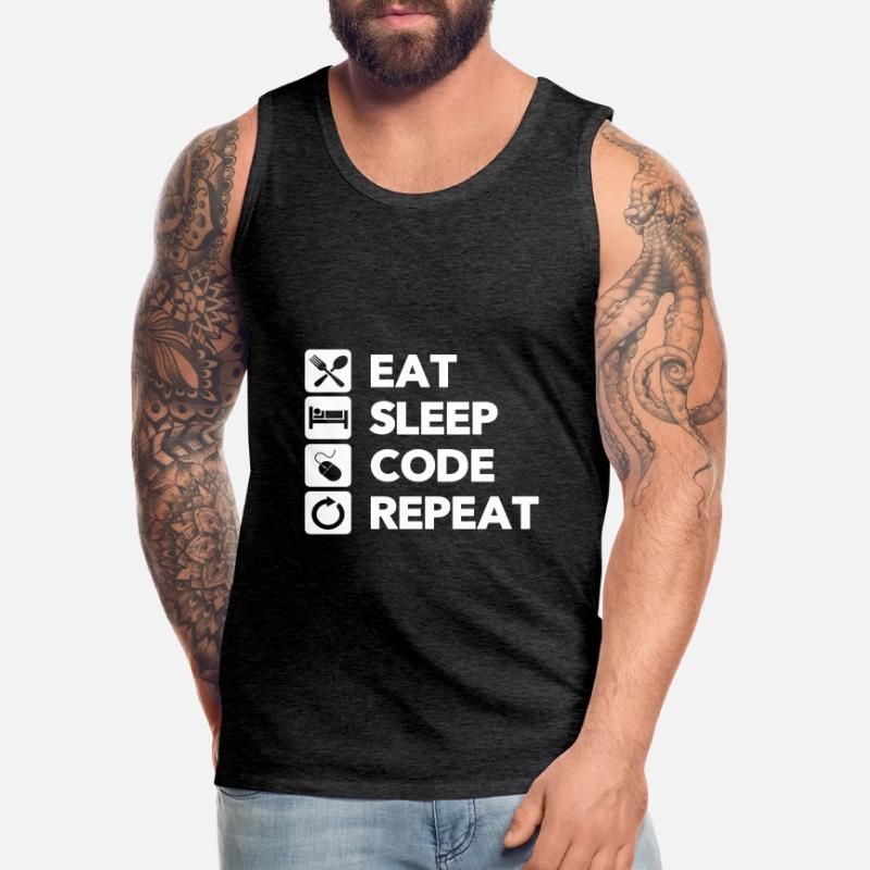 Eat Sleep Code Repeat Coder Programmer Software De Männer Premium Bio Tank Top
