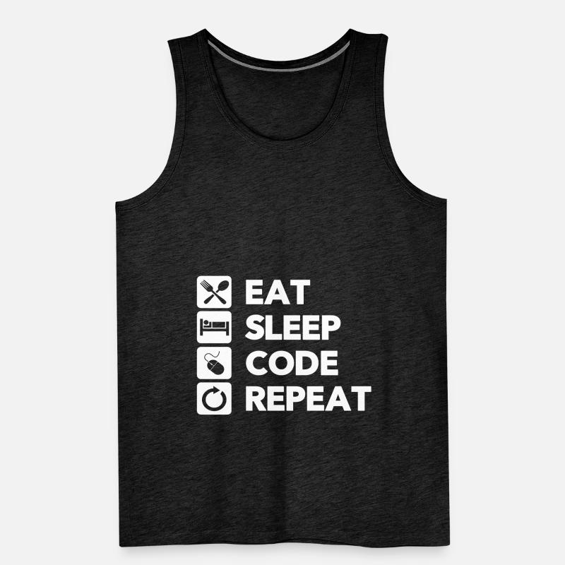 Eat Sleep Code Repeat Coder Programmer Software De Männer Premium Bio Tank Top