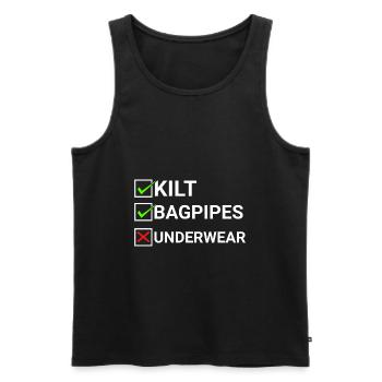 Kilt Dudelsack Unterwäsche Schottische Checkliste - Männer Premium Bio Tank Top - Schwarz - Vorne - Michal (187cm)