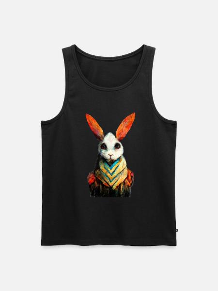 Kanin akvarel maleri #rabbit - Herre Premium økologisk tanktop - sort