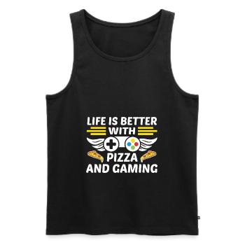 Life Is Better With Pizza And Gaming Video Game Pl - Männer Premium Bio Tank Top - Schwarz - Vorne - Michal (187cm)