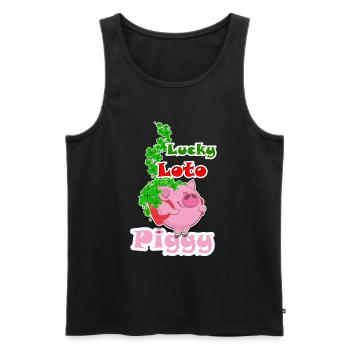 Lucky LOTO piggy - Débardeur bio Premium Homme - noir - Devant - AI Model Male 178 light (178cm)