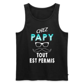 Papy D'amour Chez Papy tout es Permis - Débardeur bio Premium Homme - noir - Devant - Michal (187cm)