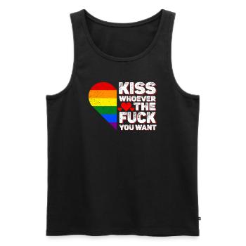 Embrasse qui tu veux - LGBTQ+ - Débardeur bio Premium Homme - noir - Devant - AI Model Male 178 light (178cm)