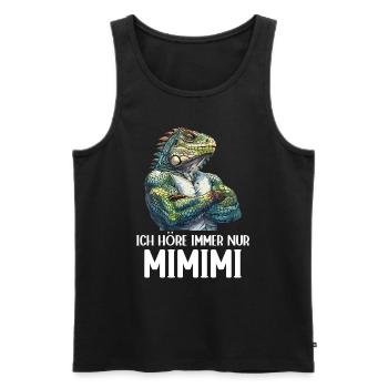 Grüner Leguan Reptilien Ich höre immer Mimimi - Männer Premium Bio Tank Top - Schwarz - Vorne - Michal (187cm)