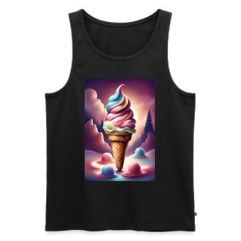 Fondant crème glacée design graphique t-shirt - Débardeur bio Premium Homme - noir - Devant - AI Model Male 178 light (178cm)