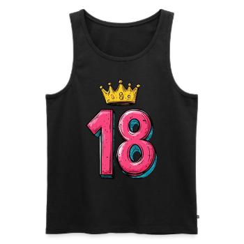 18 Zahl Krone - Männer Premium Bio Tank Top - Schwarz - Vorne - Michal (187cm)