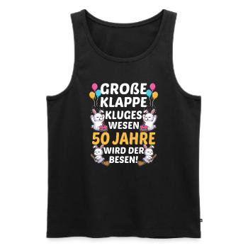 Große Klappe Kluges Wesen 50 Jahre Wird Der Besen - Männer Premium Bio Tank Top - Schwarz - Vorne - Michal (187cm)