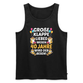 Große Klappe Kluges Wesen 40 Jahre Wird Der Besen - Männer Premium Bio Tank Top - Schwarz - Vorne - Michal (187cm)