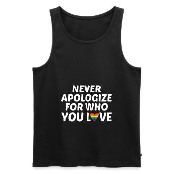 Never Apologize For Who You Love Rainbow Pride Lgb - Männer Premium Bio Tank Top - Schwarz - Vorne - Michal (187cm)