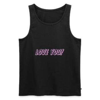 Je t’aime - Débardeur bio Premium Homme - noir - Devant - Michal (187cm)