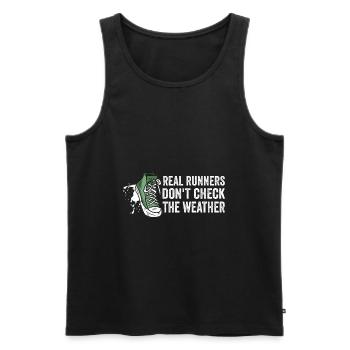 Läufer schauen nicht nach Wetter - Laufmotivation - Männer Premium Bio Tank Top - Schwarz - Vorne - Michal (187cm)
