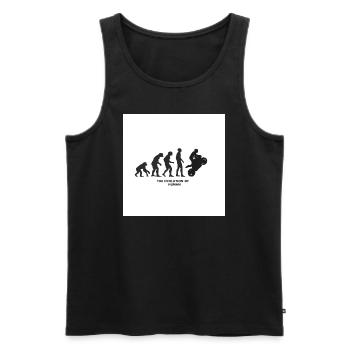THE EVOLUTION OF HUMAN 1 - Männer Premium Bio Tank Top - Schwarz - Vorne - AI Model Male 178 light (178cm)