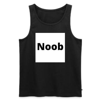 Design « Noob » en police noire épaisse - Débardeur bio Premium Homme - noir - Devant - AI Model Male 178 light (178cm)