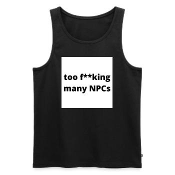 « trop f**king many NPCs » design en noir - Débardeur bio Premium Homme - noir - Devant - AI Model Male 178 light (178cm)