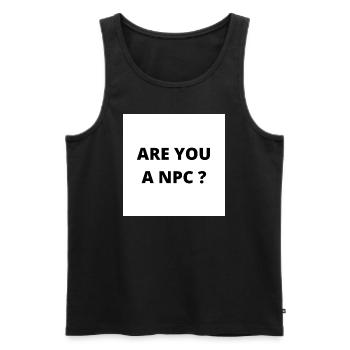 "ARE YOU A NPC" Design in schwarzer Schrift - Männer Premium Bio Tank Top - Schwarz - Vorne - AI Model Male 178 light (178cm)